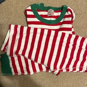 Striped Hanna Andersson red/white with green trim.  Size 160- kids size 14.